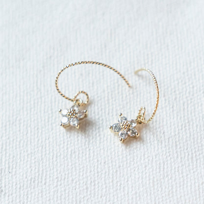 [網店限定] 淡雅水晶小花耳環