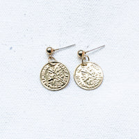 [網店限定] 簡約復古金幣耳環